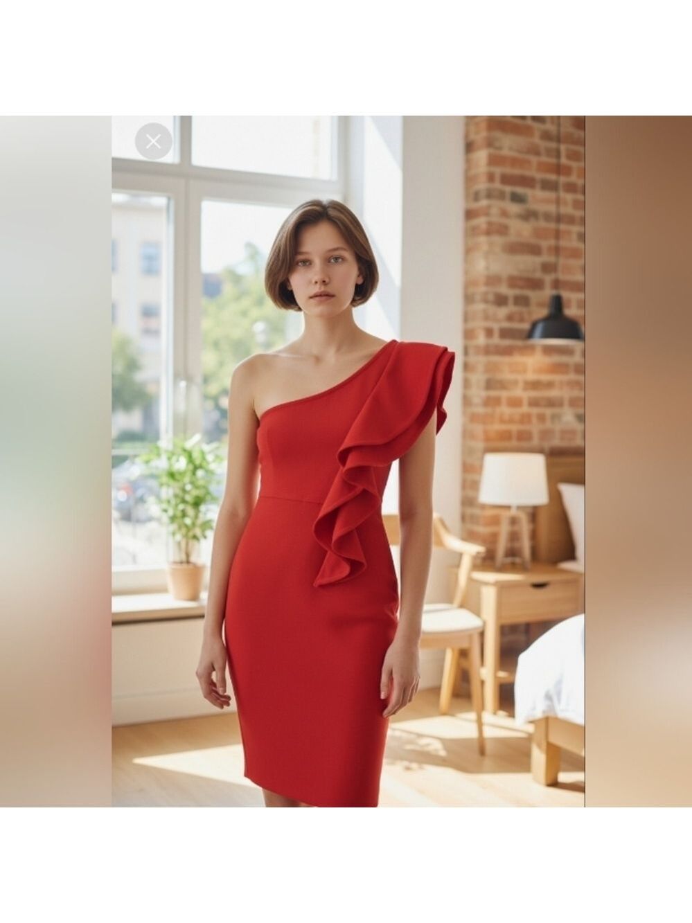 BAOSUU Red One Shoulder Dress XL NWT